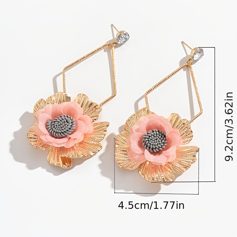 Women's Exaggerated Geometric Floral Long Earrings